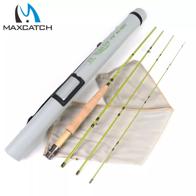 Maxcatch 1/2/3WT Fly Fishing Rod 6'/6'6"/7'/7'6" For Small Streams Panfish/Trout