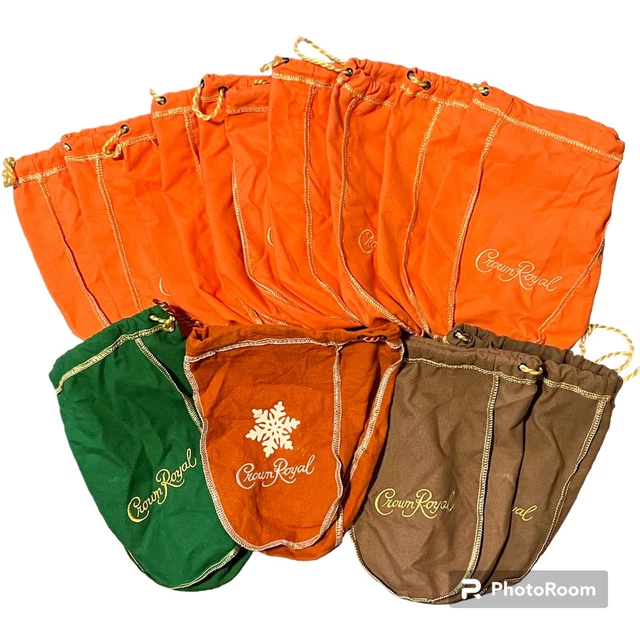 Lot of 10 Peach Crown Royal Draw String Bags + 4 Bonus Bags