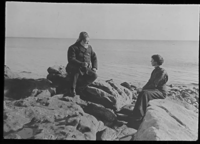 Glass Magic Lantern Slide A NAUTICAL YARN C1910 PHOTO FISHERMAN