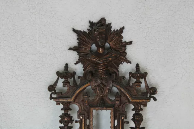 French cast iron Art nouveau lady lion head barometer Wall 2
