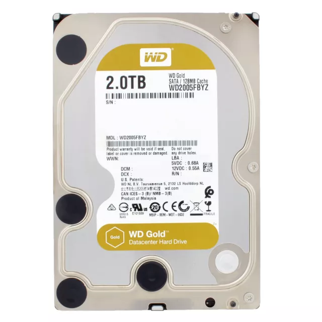 Disque Dur Western Digital Gold 2TB WD2005FBYZ 7200RPM 128MB SATA III 3,5 "