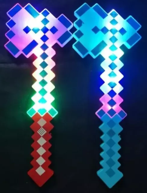 Mine Craft Diamond Pixels AXE EVA Weapon Plush Toy Glow Light up Girls Boys Toys