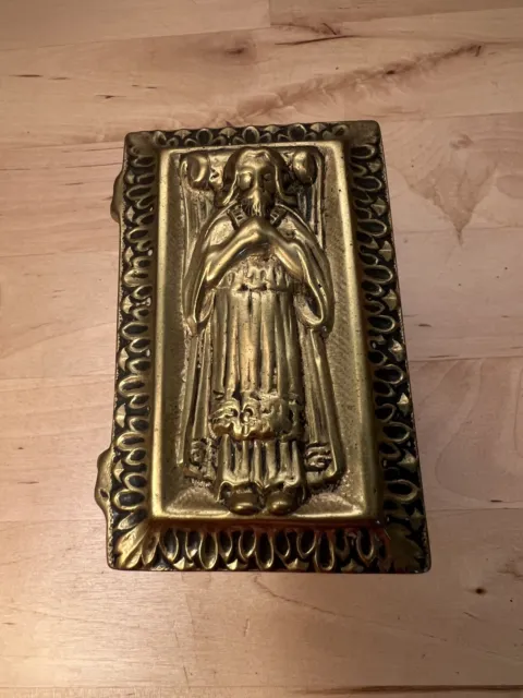Very Old Early 20th Century French Bronze Relic Box With Elaborate Images