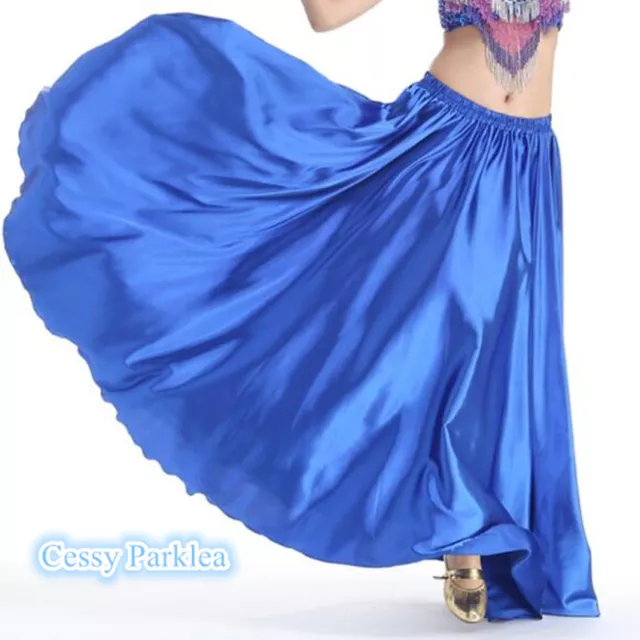 Belly Dance Bollywood Dancing Satin Full Circle Long Swing Skirt Dancing Costume