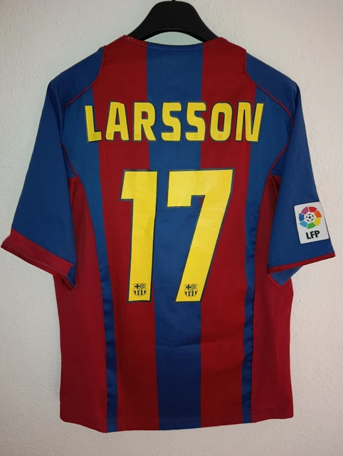 MAILLOT F.C BARCELONA BARCELONE Barça LARSSON n°17 vintage shirt camiseta L EUR 42,90 - ES