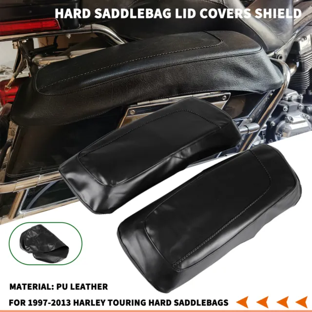PU Leather Hard Saddlebag Lid Covers For Harley Street Electra Glide Road King