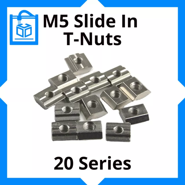 M5 Slide In Tee T-Nuts for 2020 6mm V-Slot Extrusion Profiles CNC 3D Printers UK