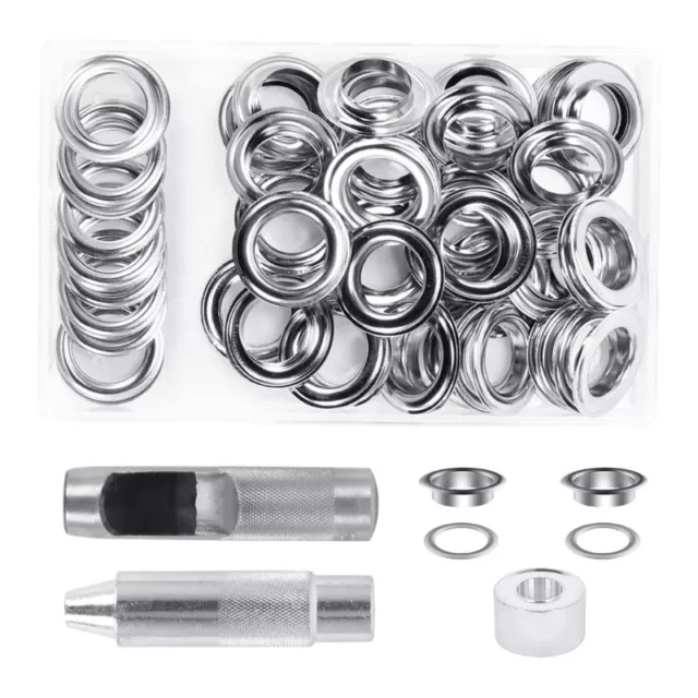 50 Sets 20mm Eyelet Metal Grommet Rings with Punch Tool Kits for Leathercraft