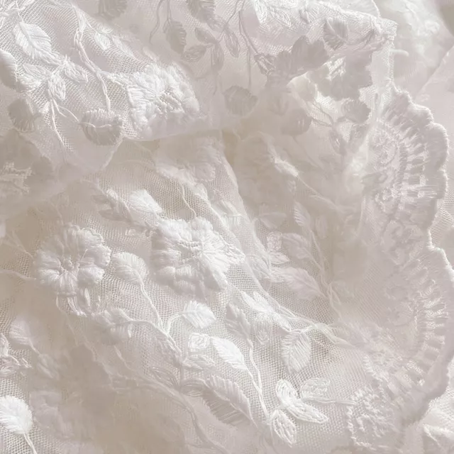 Embroidery Floral Mesh Lace Fabric DIY Costume Clothes Wedding Dress Curtain