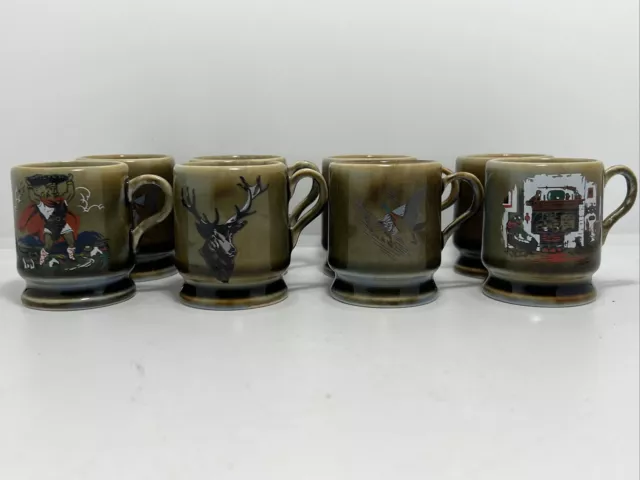 Vintage Wade Irish Porcelain Mini Mug Shot Glass Set of 8 Free Shipping