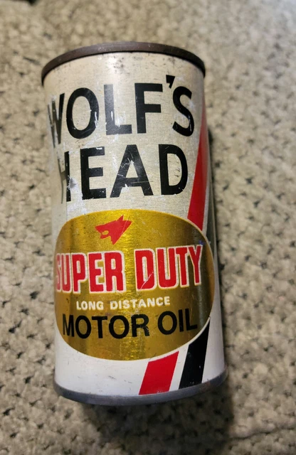 Vintage WOLF'S HEAD Super Duty MOTOR OIL Can Bank - Oil City, PA