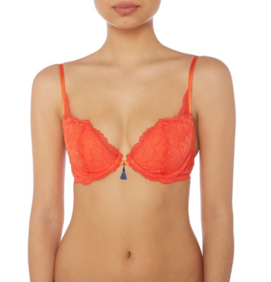 DKNY Reggiseno Demi Reggiseno Rosso Scuro Taglia 32B NUOVI CON ETICHETTE 