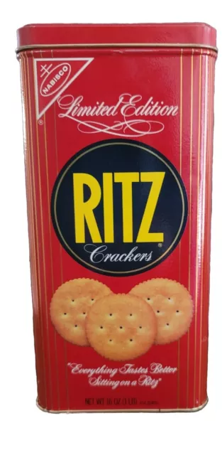 Vintage 1986 Limited Edition Nabisco Ritz Cracker Tin 16oz Empty Collectible Tin