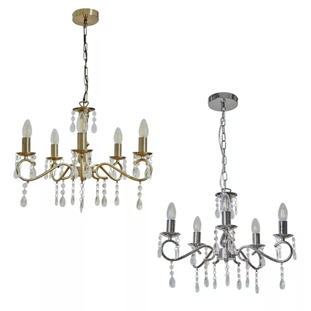 5 Way Ceiling Light Fitting Chandelier Jewel Pendant Living Room Lights LED Bulb