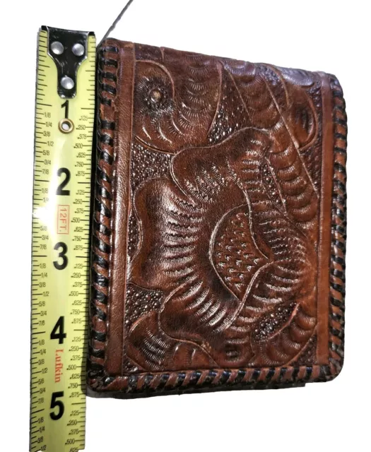 VTG MENS WESTERN American Hand Tooled Leather Bifold Wallet Brown $19. ...