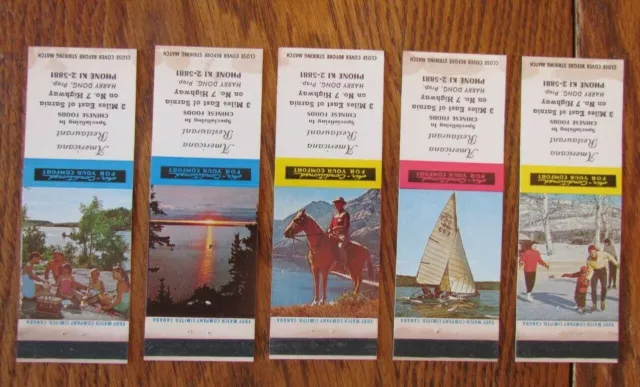 CANADIAN SCENE 1960s COMPLETE SET OF 5 MATCHBOOK COVERS (SARNIA, ONTARIO) -E20