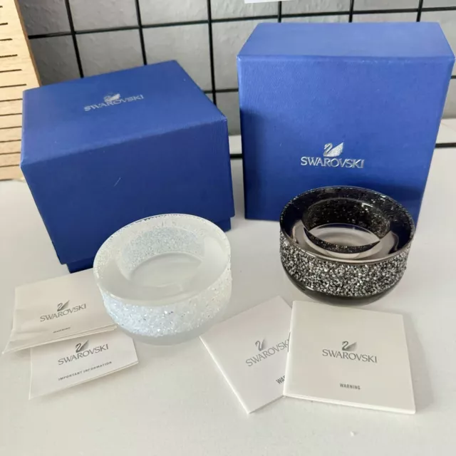 swarovski teelichthalter weiß und schwarz NEU strassstein