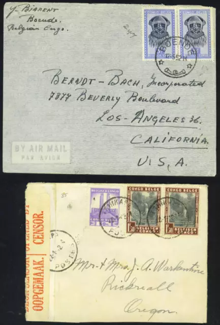 Belgian Congo 1942 Censored Cover Tshikapa" To  "Rikrea