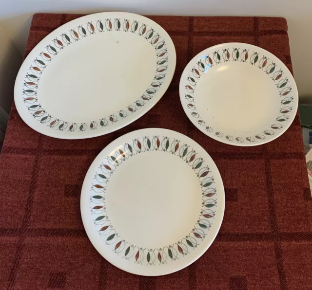 3 Pieces Broadhurst Kathie Winkle Ascot, Platter, Plate, Serving Bowl