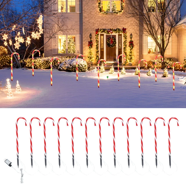 Candy Cane Pathway Luci Candy Cane Luci Canna A Energia Solare Prato Esterno