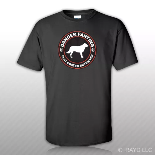 Danger Farting Flat Coated Retriever T-Shirt Tee Shirt Free Sticker dog pet