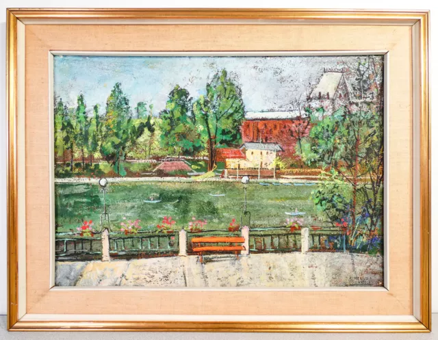 ⚜️ Quadro Firmato Almerico Tomaselli Paesaggio 1980 Dipinto Olio Tavola Materico