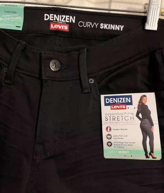 NWT LEVI’S DENIZEN Stretch Curvy Skinny Denim Black Jeans Womens 6S 6 ...