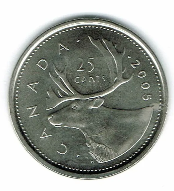 2005-P Canadian Brilliant Uncirculated Business Strike Twenty Five Cent coin!