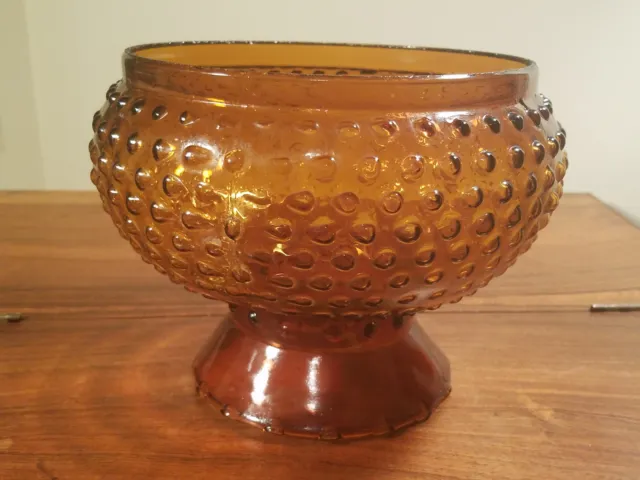 Vintage Dark Amber Hobnail Glass Oil Kerosene Lamp Shade 5