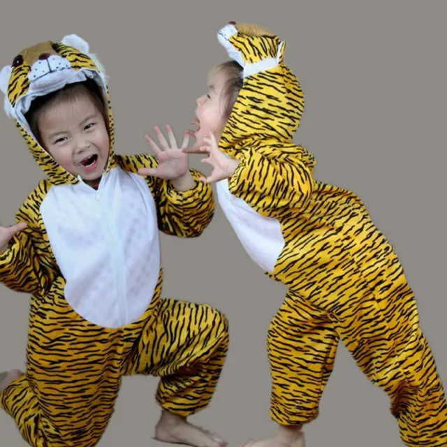 Children Kids Girl Boy Animal Tiger Costume Halloween New Year Party Fancy Dress