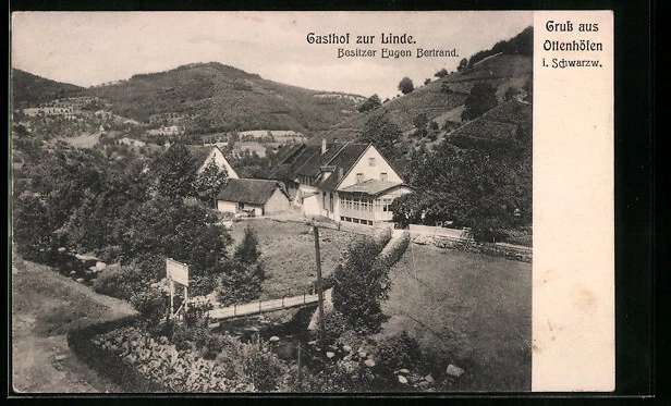 AK Ottenhöfen i. Schwarzwald, Gasthof zur Linde Bes. Eugen Bertrand 1909