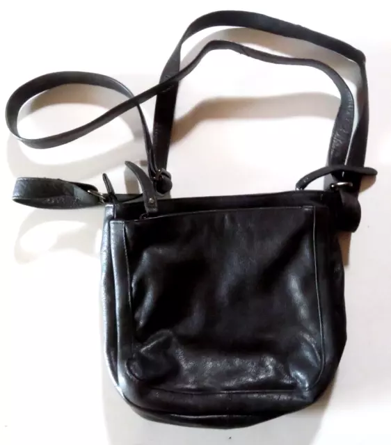 RUGGED HIDE Black Leather Medium SHOULDER BAG/CROSSBODY - NWOT