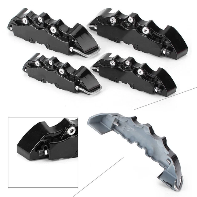 Car Truck Front/Rear Disc Brake 3D Caliper Cover Guards Kit w/ Logo 4pcs Black