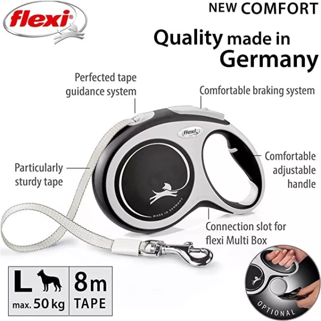 Flexi New Comfort Retractable Tape Dog Lead Extending Leash Small Medium Large