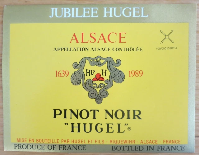 Etichette vino FRANCIA Alsace JUBILEE HUGEL Pinot Noir Hugel  wine label