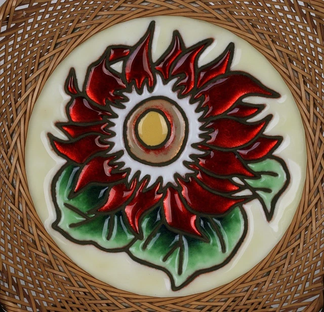 Japanese Arts & Crafts Enamel on Copper Plaque - 1960's - Cloisonne - Ando