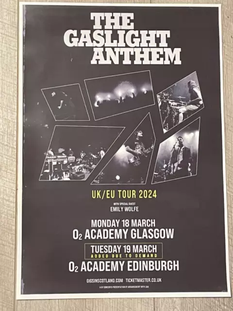 The Gaslight Anthem concert poster - Glasgow/Edinburgh 2024 tour gig memorabilia