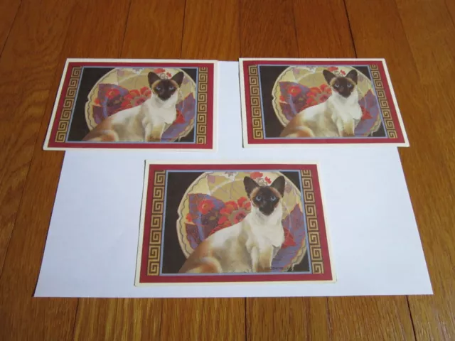 Vintage Mead Sophisticats Siamese Cat Note Card 3 Blank NO ENVELOPES Stationery