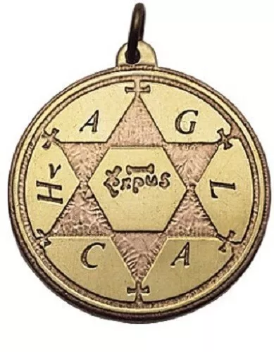 Salomos Pentakel, Messing Kupfer Lebenskraft Amulett , 25 mm, Magie, Anhänger