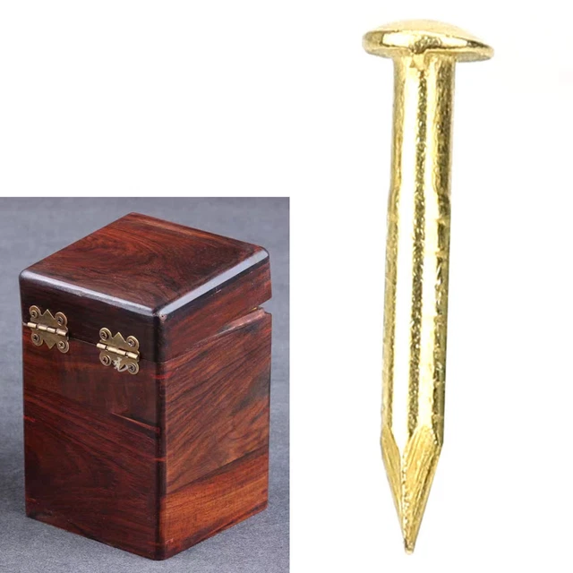 100Pcs Round Head Nail Brass Furniture Hinge Hardware Accessories(10mm Length)◎