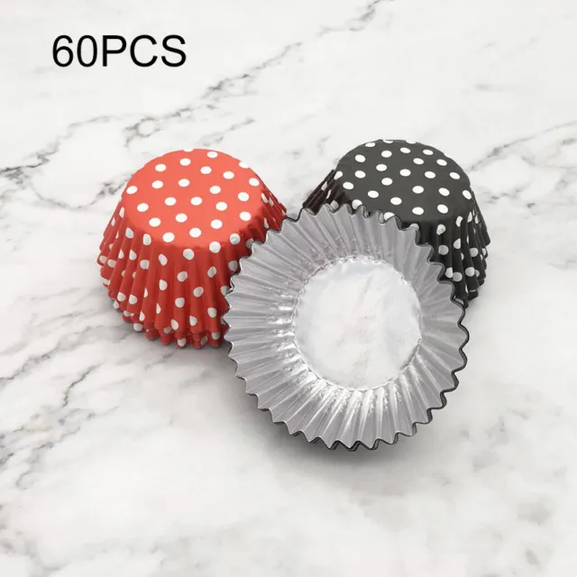 60PCS Cupcake Cases Polka Dot Foil Muffin Cake Bun Baking Cup Case High Quality