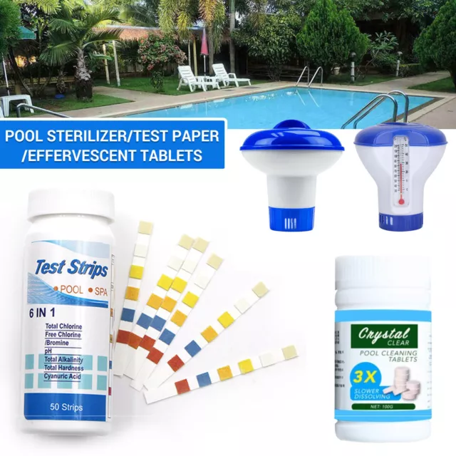 100 Tablets Swim Pool Clean Tablet Floating Chlorine Hot Tub Chemical Dispenser