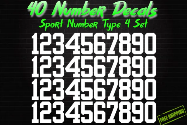 0-9 Numbers Vinyl Sticker Decal Sheet , 50 Total Numbers, Sport Number Type