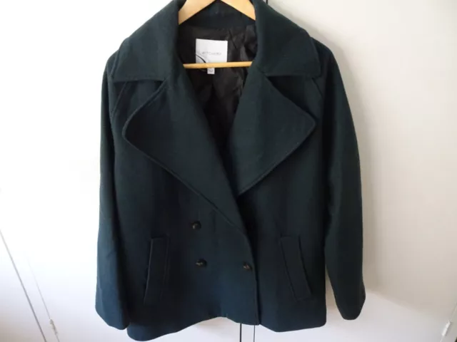 EUC Witchery Wool Blend Double Breasted Pea Coat.  Green.  Size 12.