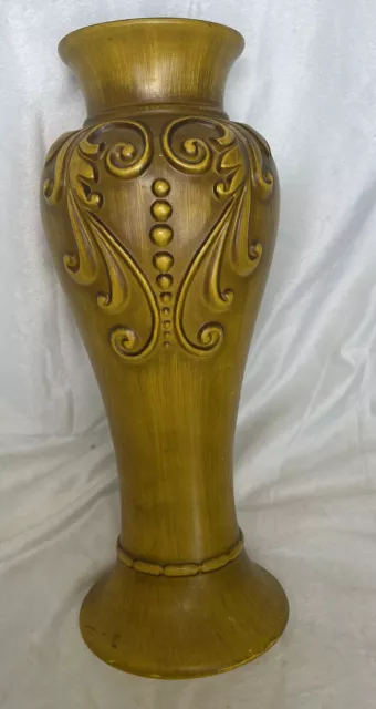 Vintage MCM Royal Haeger Large Vase Amber Yellow Glazed 16” Tall