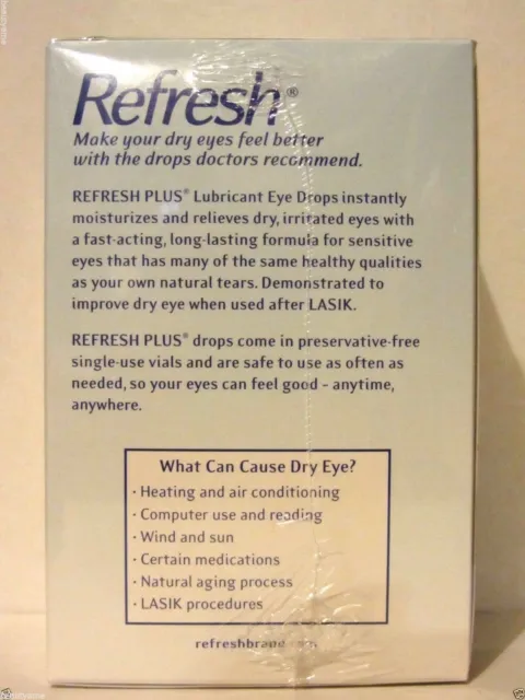 REFRESH PLUS Schmiermittel Augentropfen, 100 Einzelfläschchen *feuchtigkeitsspendende Entlastung * 3