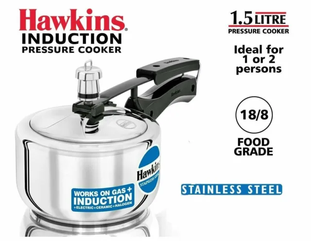 Hawkins Stainless Steel Pressure Cooker, 1.5 Liter, Silver              33