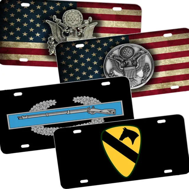 Subdued Patriotic US American Army Units and Designs Aluminum License Plates