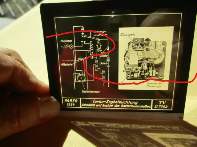 8x altes Glasnegativ 10x9cm Zugbeleuchtung techn. Daten 1934 Eisenbahn Bahn Zug