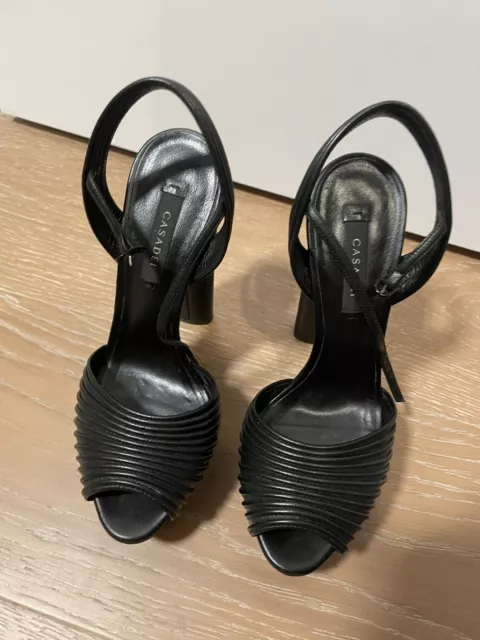 Casadei Black Leather Shoes 37                          6Inch  Heels 10 Platform